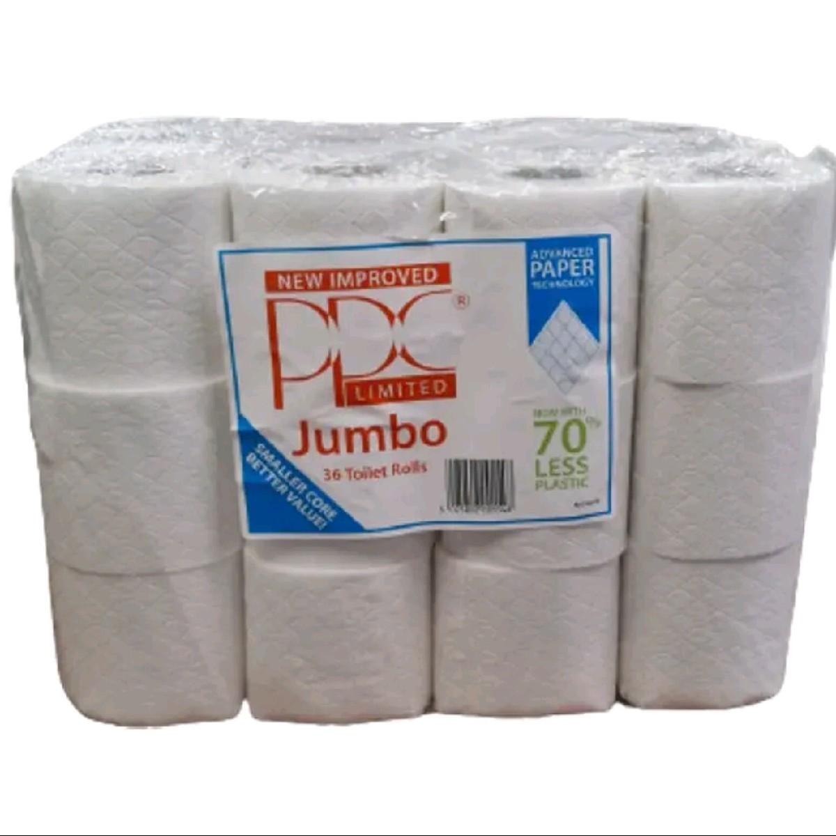 2 x 36 White Jumbo Toilet Tissue Rolls Pack Wipes