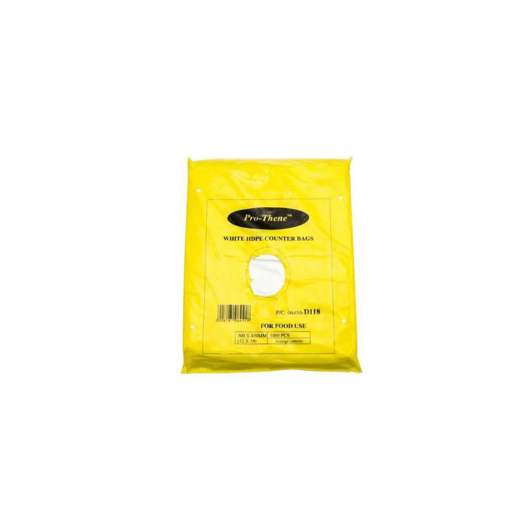 Hi-Thene White HDPE Counter Bags – 15 x 18