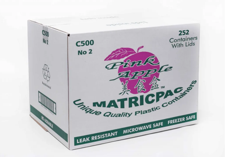 Pink Apple Microwave Plastic Food Containers With Lids (500ml) QTY 252