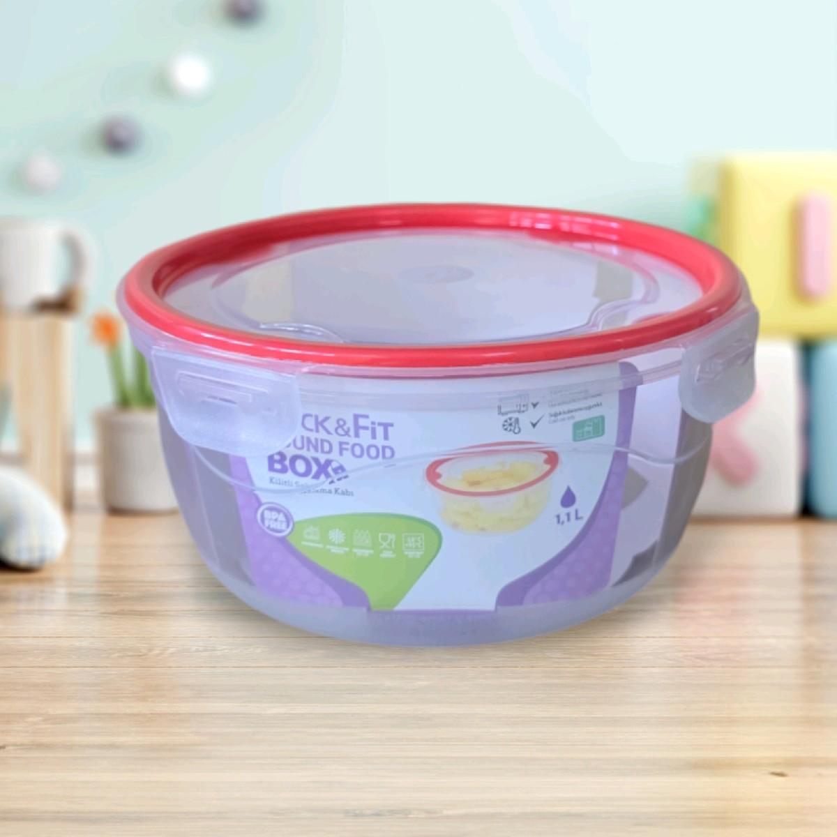 Lock and fit round food box 1.1L food container BPA-free