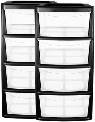 PLASTIC STORAGE DRAWERS 4 TOWER Boxes Organiser