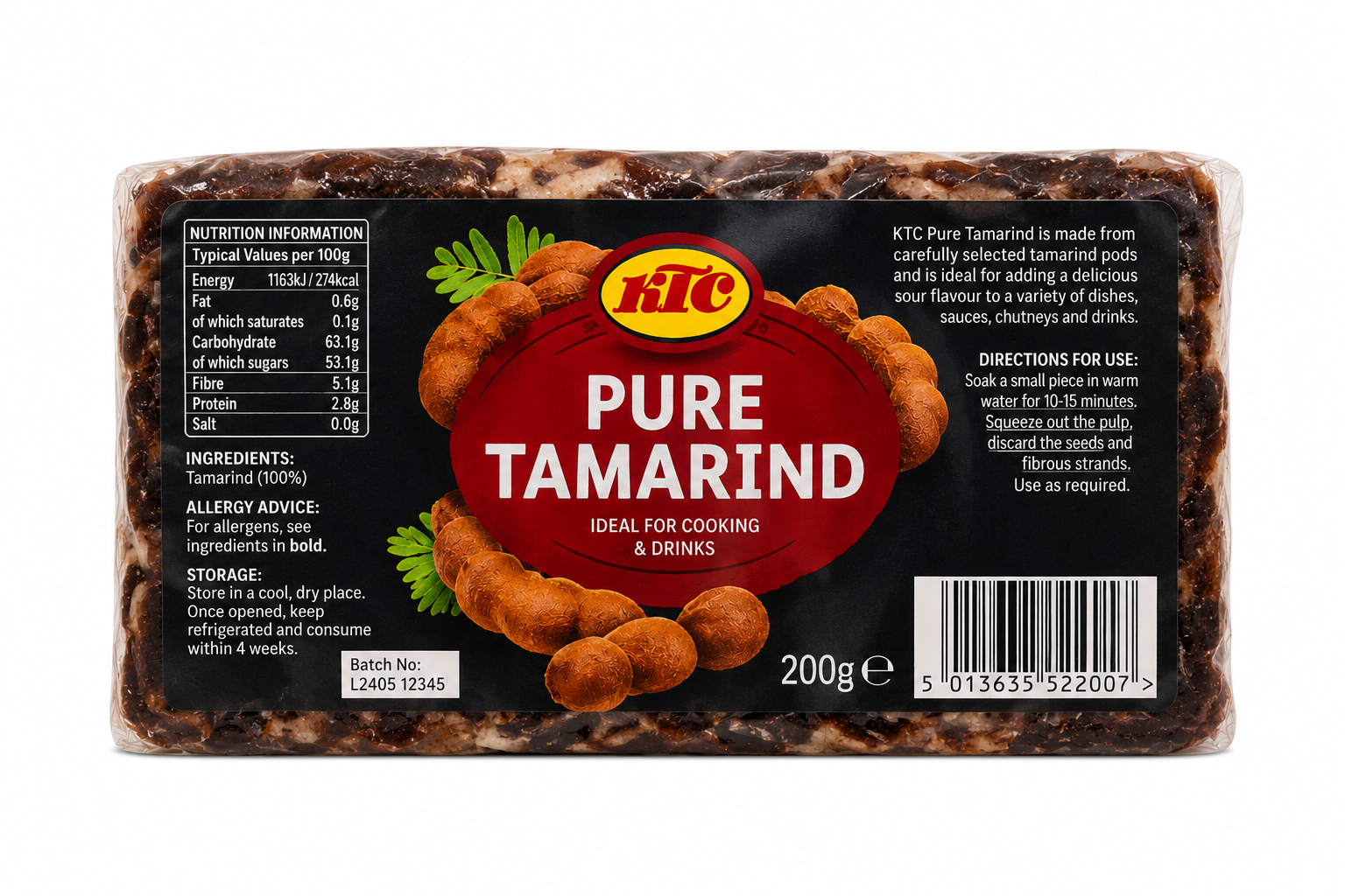 Buy Ktc Pure Tamarind 200g x20Pcs online in the UK | Sauces from Al Haayaat
