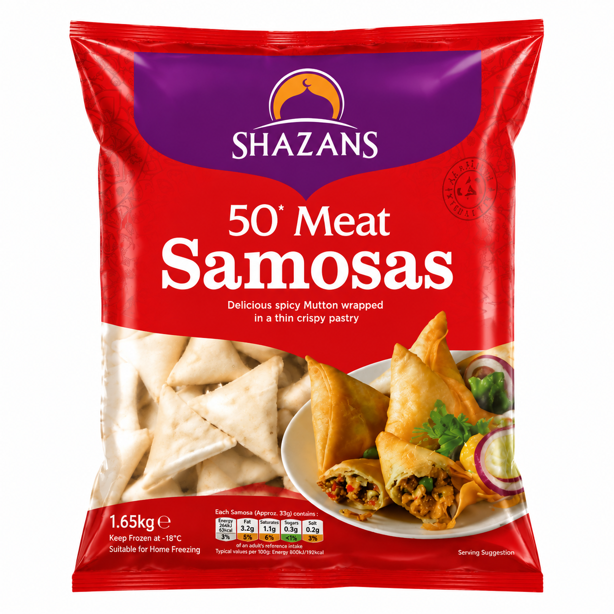 Buy Shazan Meat Samoosa 50p 1.65kg online in the UK | Frozen from Al Haayaat