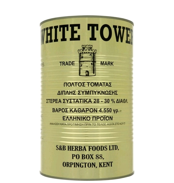 WHITE TOWER TOMATO PASTE/ TOMATO PUREE - 4 X 4550G