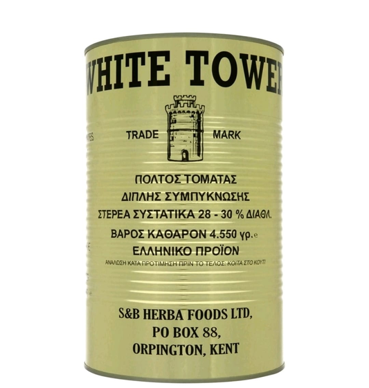 Buy WHITE TOWER TOMATO PASTE/ TOMATO PUREE - 4 X 4550G online in the UK |