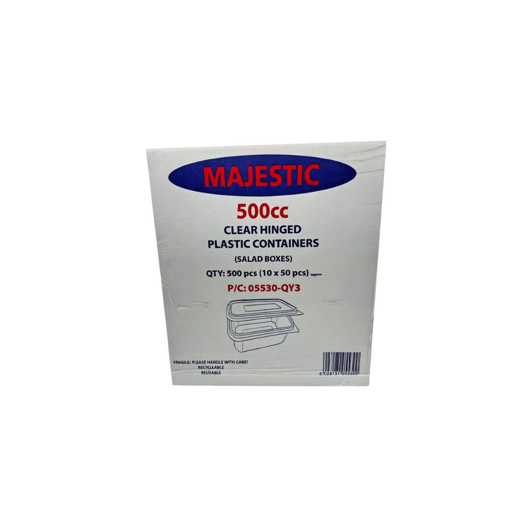 500cc Clear Hinged Plastic Containers (Salad Boxes) – 500pcs
