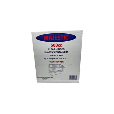 500cc Clear Hinged Plastic Containers (Salad Boxes) – 500pcs