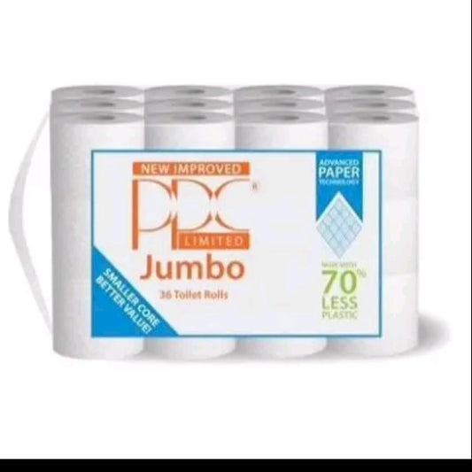 2 x 36 White Jumbo Toilet Tissue Rolls Pack Wipes