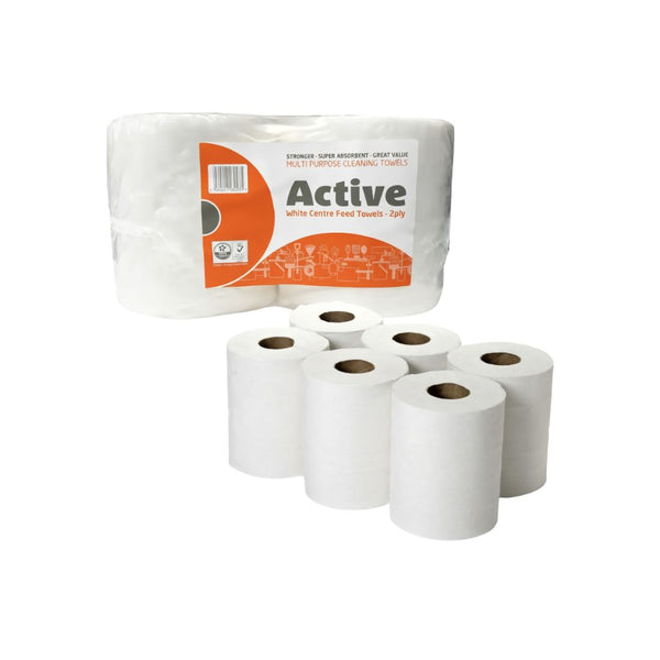 6 PCs Active white tissues roll (2 Ply) Pack Toilet Industrial Sheet