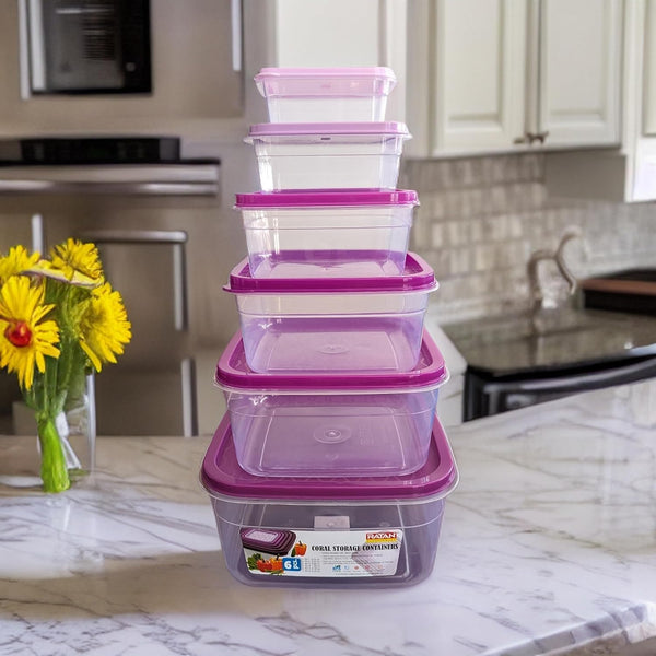Premium Emerald Nesting Storage Containers Set - 6 Sizes (0.25L, 0.45L, 0.80L, 1.35L, 2.10L, 3.30L) Dishwasher, Microwave, and Freezer Safe