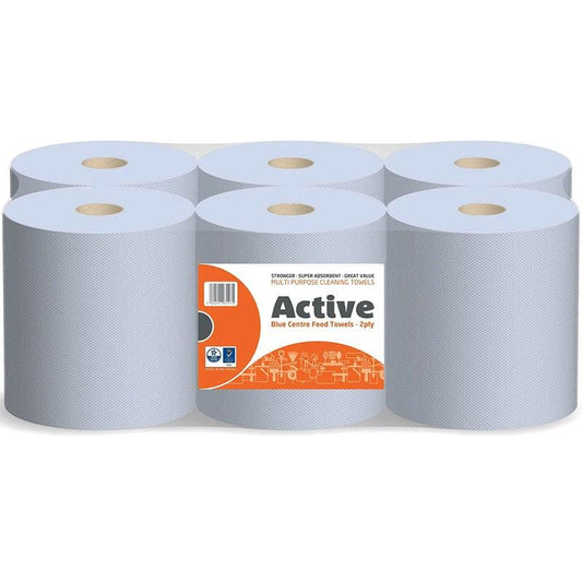 ACTIVE BLUE VALUE CENTREFEED PAPER TISSUE 6 ROLL PACK Toilet Wipes