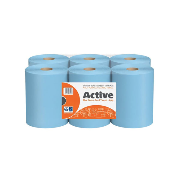 ACTIVE BLUE VALUE CENTREFEED PAPER TISSUE 6 ROLL PACK Toilet Wipes