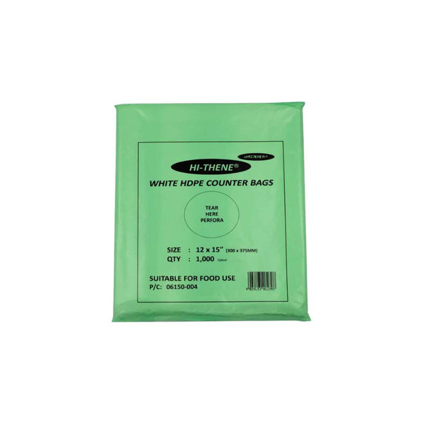 Hi-Thene White HDPE Counter Bags – 12 x 15