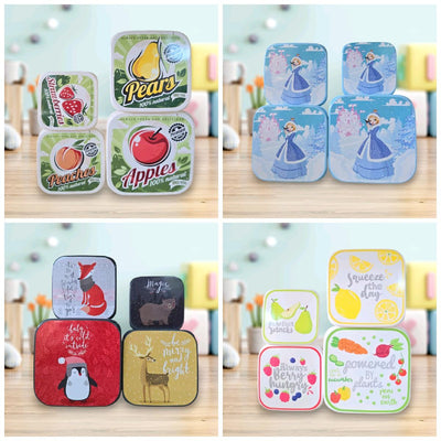 Lunch Food Fun Box Square 4pc Containers Set for Office Use - Lunch Boxes, Tableware