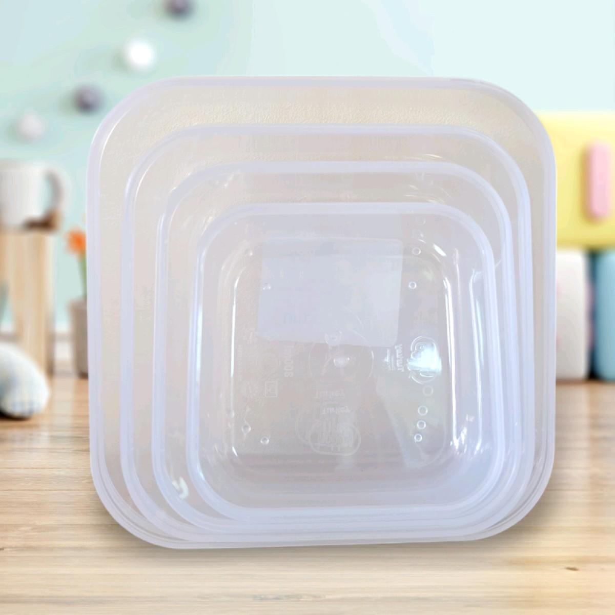 Lunch Food Fun Box Square 4pc Containers Set for Office Use - Lunch Boxes, Tableware