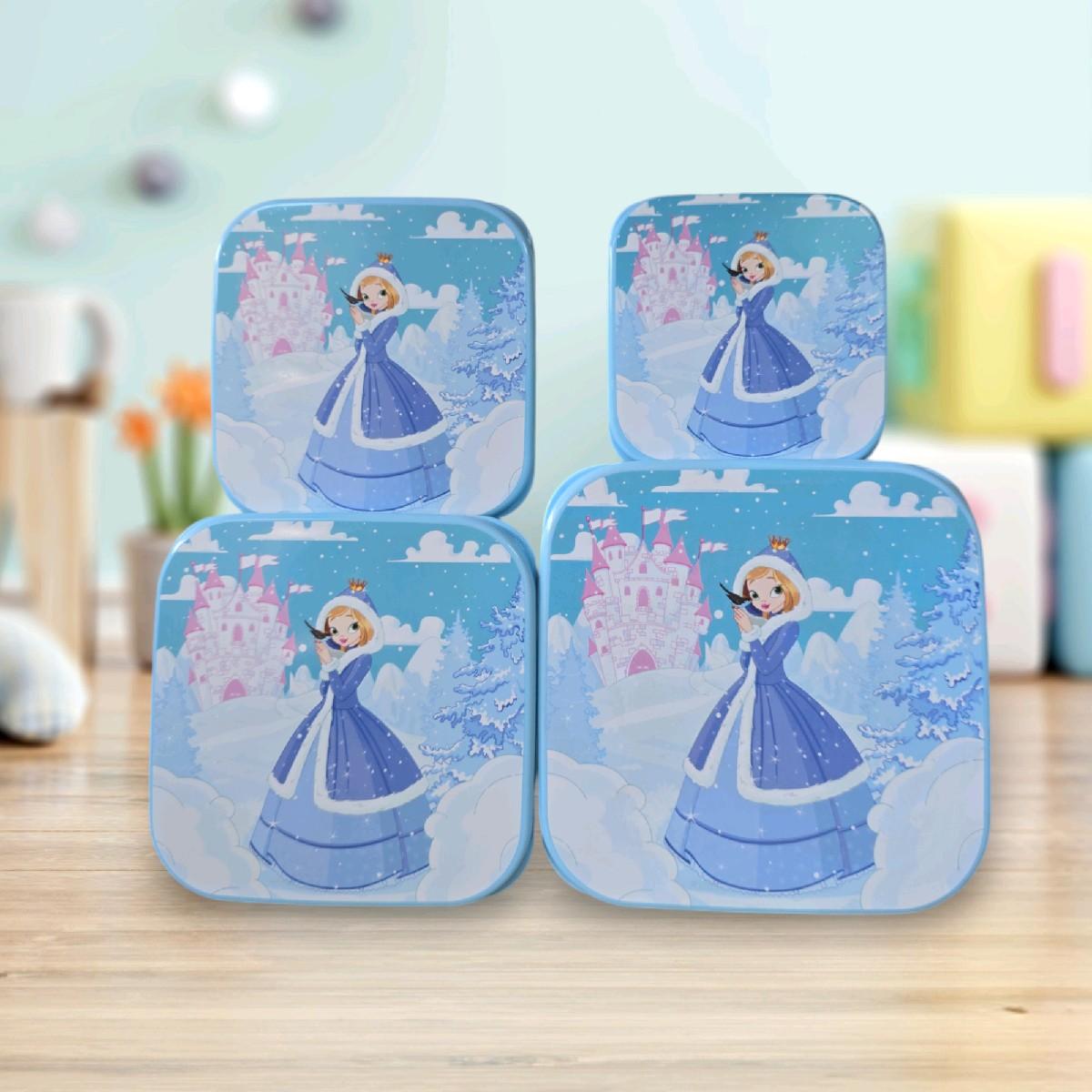 Lunch Food Fun Box Square 4pc Containers Set for Office Use - Lunch Boxes, Tableware