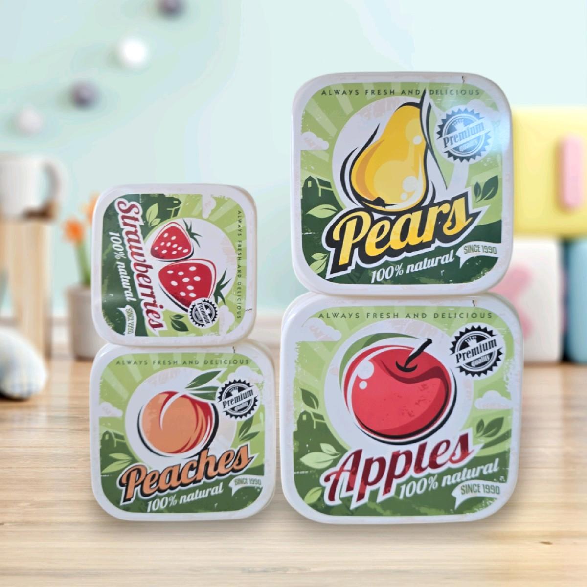 Lunch Food Fun Box Square 4pc Containers Set for Office Use - Lunch Boxes, Tableware