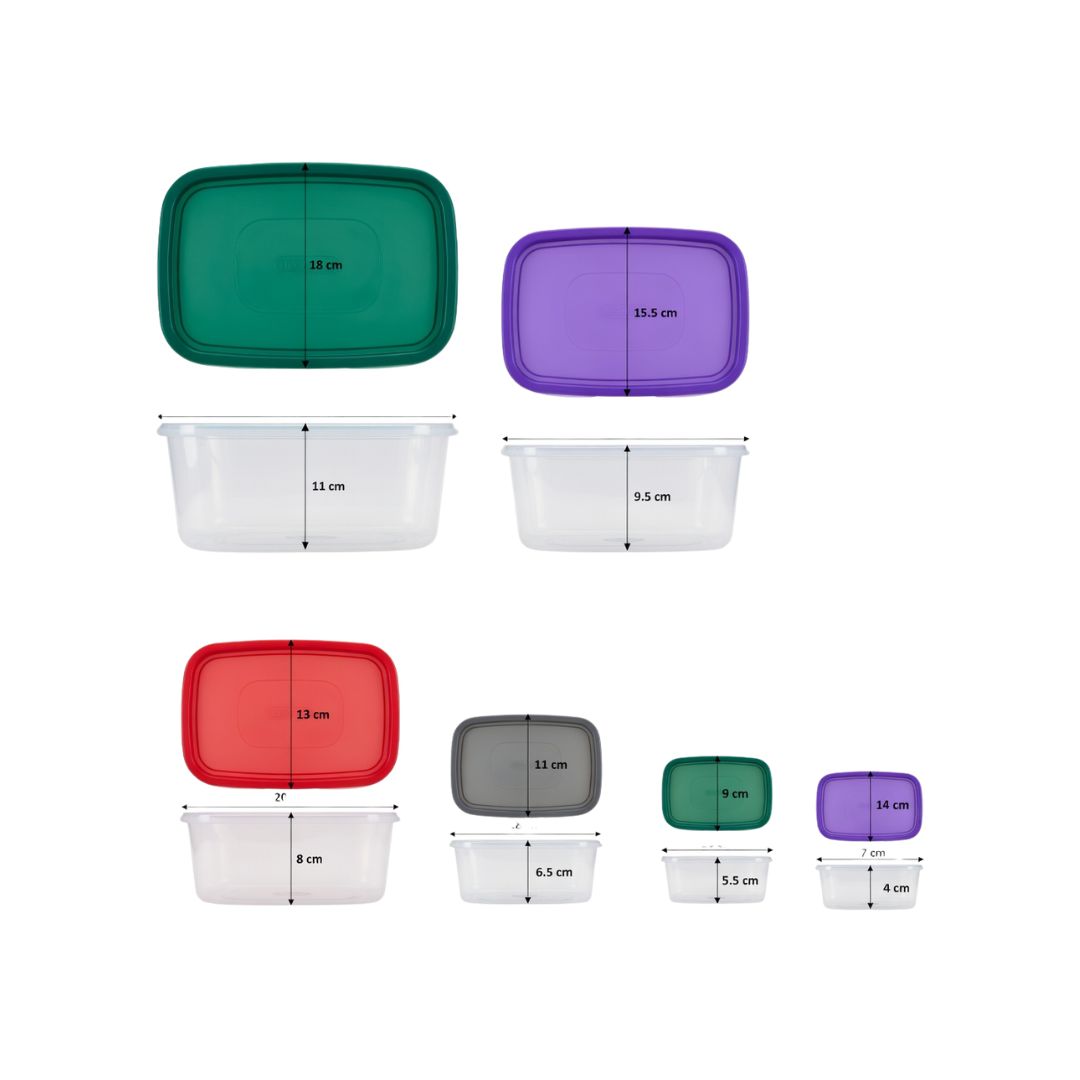 Premium Emerald Nesting Storage Containers Set - 6 Sizes (0.25L, 0.45L, 0.80L, 1.35L, 2.10L, 3.30L) Dishwasher, Microwave, and Freezer Safe