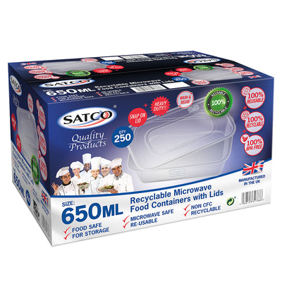 SATCO Plastic Takeaway Containers, 250 x 650ml