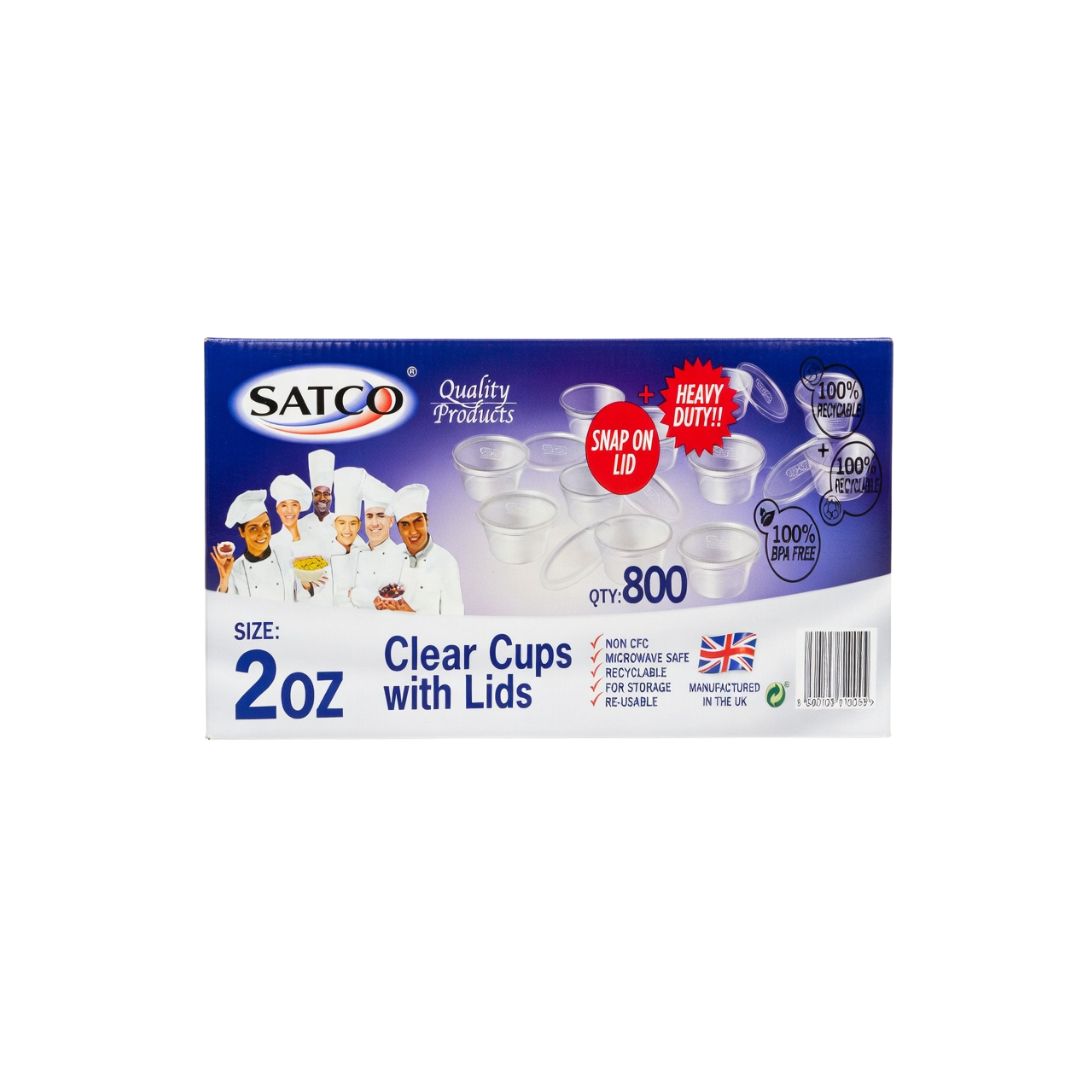 Satco Clear Cups with Lids – 2oz (Qty 1000)