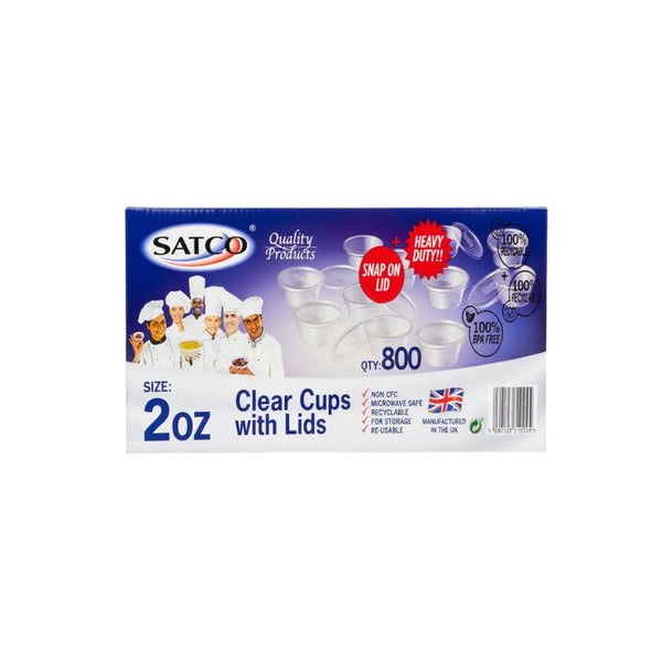 Satco Clear Cups with Lids – 2oz (Qty 1000)