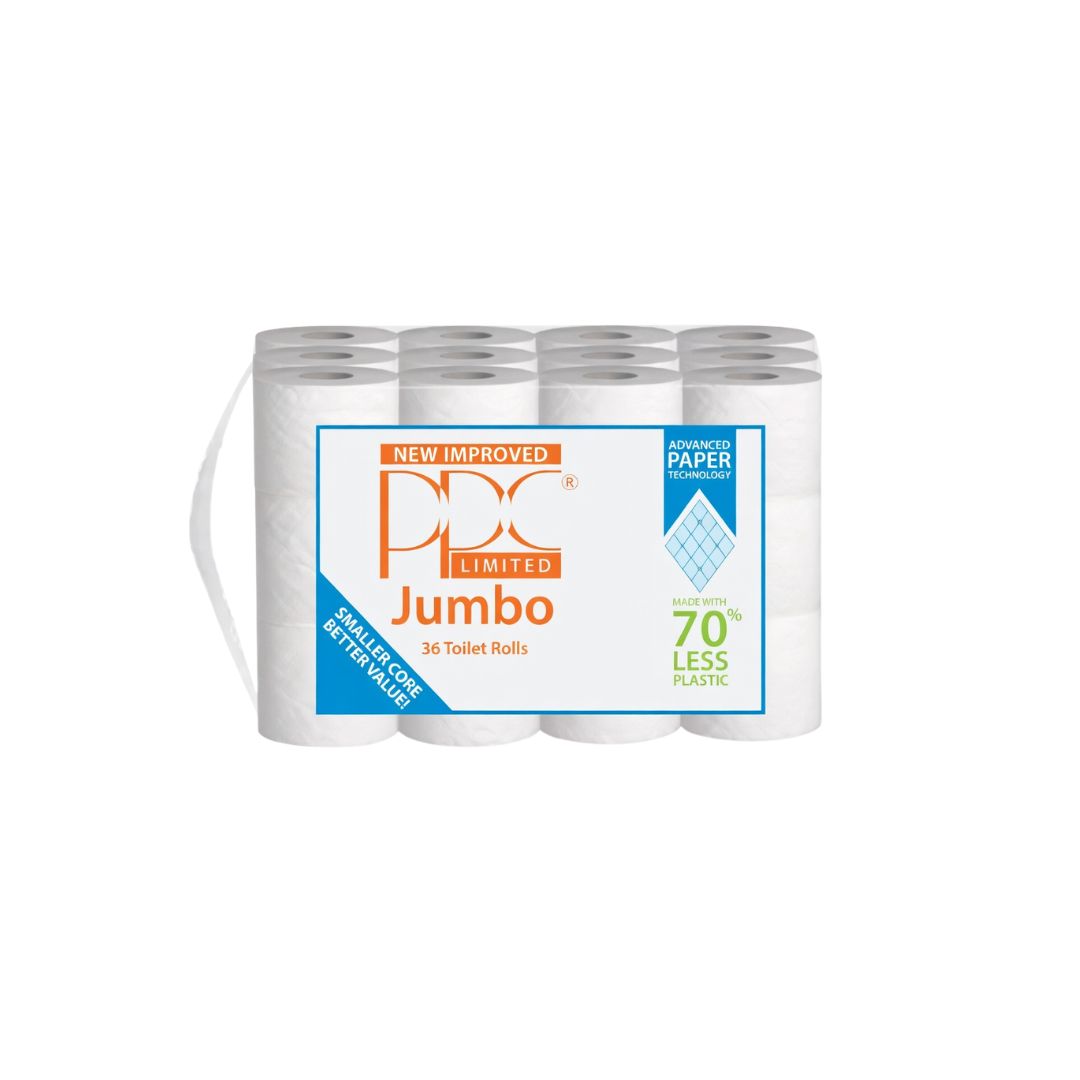 2 x 36 White Jumbo Toilet Tissue Rolls Pack Wipes