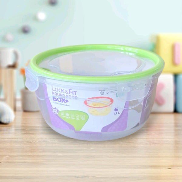 Lock and fit round food box 1.1L food container BPA-free