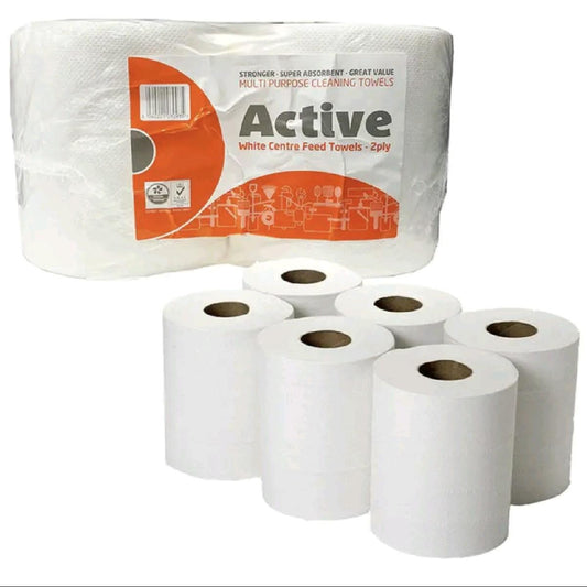 6 PCs Active white tissues roll (2 Ply) Pack Toilet Industrial Sheet